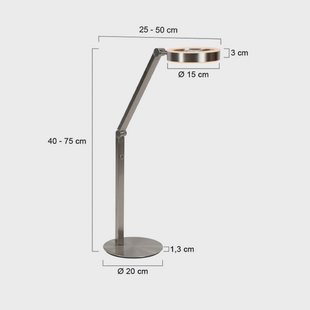 Steinhauer LED tafellamp Ringlux, staalkleurig, metaal, 2.700 K, dimmer