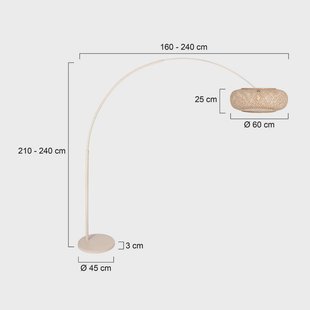 Steinhauer Booglamp Sparkled Light, crème, bamboe, E27