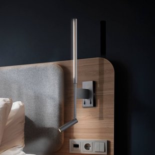 Viokef LED wandlamp Nido, zwart, hoogte 51 cm, metaal