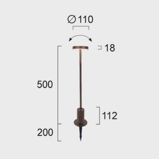 Viokef LED sokkellamp Tango roestbruin, hoogte 50 cm metaal, grondpen