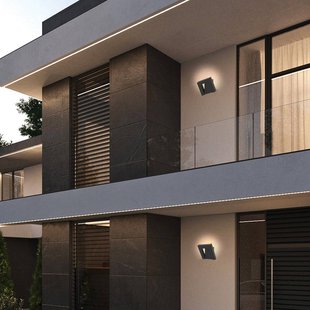 Viokef LED buiten wandlamp Siena, donkergrijs, hoogte 28 cm, metaal