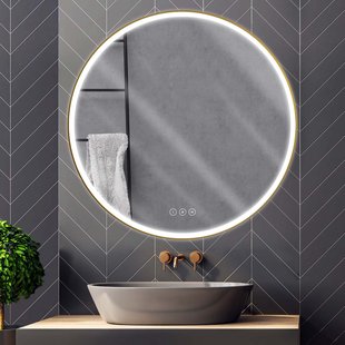 Badkamerspiegel Met Verlichting Solar - Rond - Mat Goud - Ø60 Cm