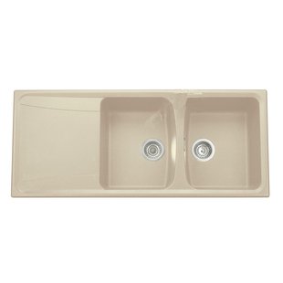 Nord Inox Spoelbak Roxana 2 Kommen + Afdruipplaat 116x50cm Beige
