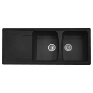 Spoelbak Roxana 2 Bakken 116x50cm Met Afdruiprek Zwart