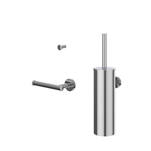 IVY Accessoireset - borstelgarnituur - wand model - handdoekhaak klein - toiletrolhouder - Chroom 6901161