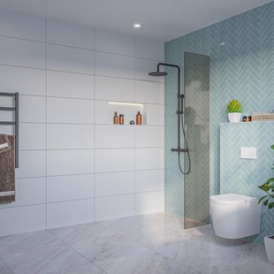 Fortifura Galeria Inloopdouche - rook glas - 40x200cm - 8mm - nano - blind inbouw profiel SW797934 SW1102415