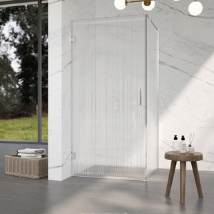 Fortifura Galeria Douchecabine - 90x100x200cm - scharnieren - deurgreep - stabilisatiestang - helder geribbeld - veiligheidsglas - Chroom SW1208821/SW1122560/SW797904/SW797955