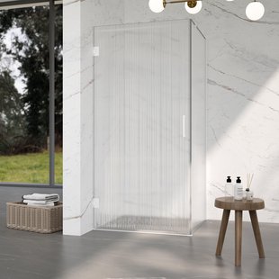 Fortifura Galeria Douchecabine - 80x100x200cm - scharnieren - deurgreep - stabilisatiestang - helder geribbeld - veiligheidsglas - mat wit SW1208820/SW1122562/SW797906/SW797955