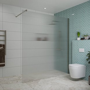 Fortifura Galeria inloopdouche - 180x200cm - ribbelglas - wandarm - Geborsteld Gunmetal PVD SW797957/SW797907