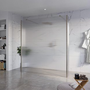 Fortifura Galeria Vrijstaande Inloopdouche - 180x200cm - Helder geribbeld - antikalk - 8mm veiligheidsglas - 2 zijwanden 30cm - wandsteunen en hoekprofielen - Geborsteld Gunmetal PVD SW927771 2x/SW797957/SW797945 2x/SW798732 2x