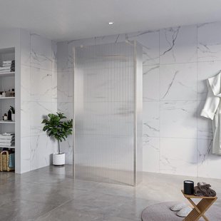 Fortifura Galeria Vrijstaande Inloopdouche - 100x200cm - Helder geribbeld - antikalk - 8mm veiligheidsglas - 2 zijwanden 30cm - wandsteunen en hoekprofielen - Geborsteld RVS PVD (RVS) SW927769 2x/SW797955/SW797945 2x/SW798730 2x