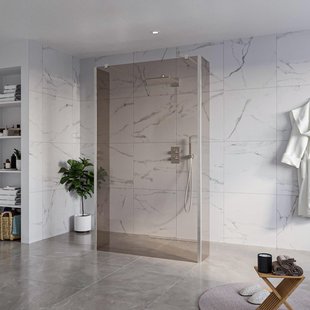 Fortifura Galeria Vrijstaande Inloopdouche - 120x200cm - Rookglas - antikalk - 8mm veiligheidsglas - 2 zijwanden 40cm - wandsteunen en hoekprofielen - Geborsteld RVS PVD (RVS) SW927769 2x/SW797944/SW797934 2x/SW798730 2x