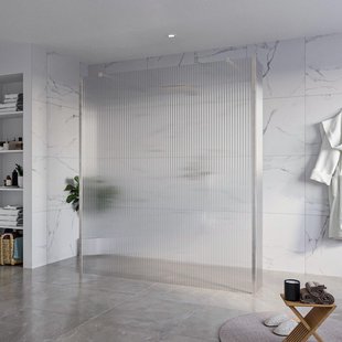 Fortifura Galeria Vrijstaande Inloopdouche - 180x200cm - Helder geribbeld - antikalk - 8mm veiligheidsglas - 2 zijwanden 40cm - wandsteunen en hoekprofielen - Geborsteld RVS PVD (RVS) SW927769 2x/SW797957/SW797948 2x/SW798730 2x