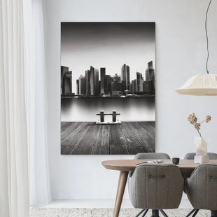 Urban Cotton Wandkleed 'Momentarily Silent' 145 x 190cm in Frame - black