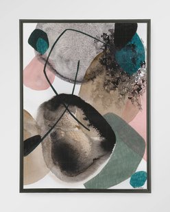 Urban Cotton Wandkleed 'Splash' 80 x 110cm in Floating Frame - black