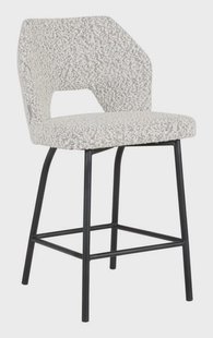 MUST Living Barstoel 'Bloom' Bouclé, kleur Lichtgrijs (zithoogte 65cm)