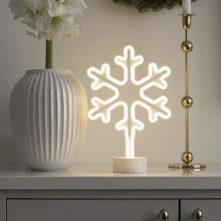 Konstsmide kerstverlichting - neonsneeuwvlok op batterijen - 21,5 x 10 x 31 cm - wit