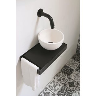 Ink Jazz XS toiletmeubel frame mat zwart plateau mat zwart waskom rechts polystone 20cm mat wit sw207540/sw207545/sw207556/
