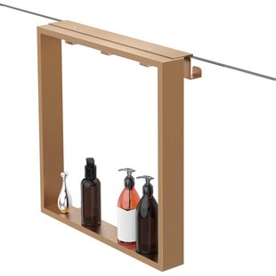 Fortifura Galeria schap met 4 haken - voor douchewand - 50x50x6.5cm - geborsteld koper Z002geborsteldkoper