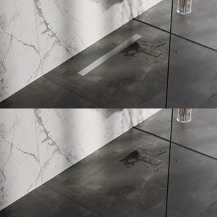 Brauer Douchegoot - 80x7x6.7cm - ondiepe vloerflens - tegelinlegrooster omkeerbaar- zijuitloop - RVS DR-MRF80NG