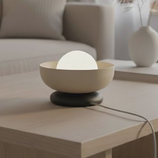 EMIBIG LIGHTING Tafellamp Ozzy LN1, beige, staal/glas, hoogte 13 cm, G9