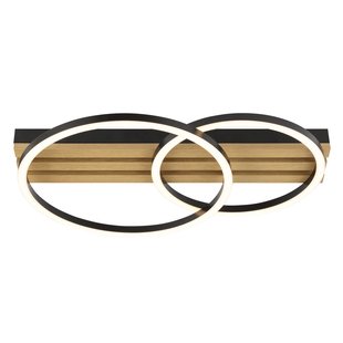 Brilliant Plafondlamp Calma - Zwart - Hout - Warm Wit - 21w