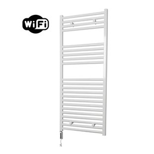 Sanicare HVW Elektrische Radiator - 111.8x45cm - 596W - wifi - thermostaat - wit - linksonder - wit HRLWW 451118/W