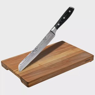 Eden Classic Damast broodmes met acacia snijplank
