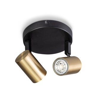 ETH The Common - opbouwspot 2L - Ø 15 x 13 cm - zwart en messing