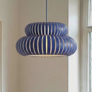 Lucande hanglamp Slice, blauw, metaal, Ø 48 cm