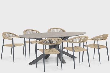 De Laan Granada/Matara 220 cm dining tuinset 7-delig