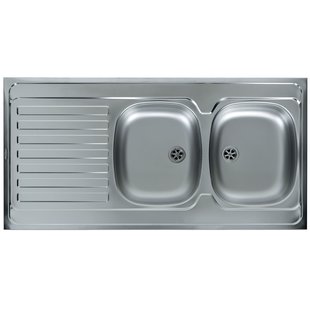 Nord Inox Spoelbak Opbouw 2 Kommen + Afdruipplaat 120x60cm Roestvrij Staal