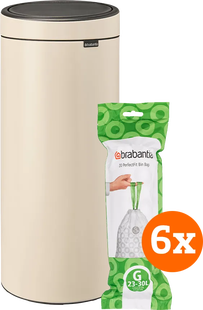Brabantia Touch Bin 30 Liter Soft Beige + Vuilniszakken (120)