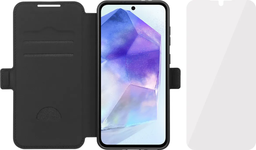 BlueBuilt Samsung Galaxy A56 Book Case Zwart + Screenprotector Glas