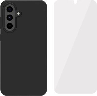 BlueBuilt  Samsung Galaxy A56 Back Cover Zwart + BlueBuilt screenprotector Glas