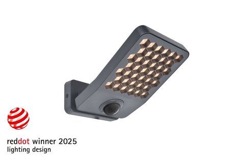 Lutec Atlantis - verstraler met sensor - 22,2 x 14,1 x 12,4 cm - 14W LED incl. - 3000K - IP54 - donker grijs