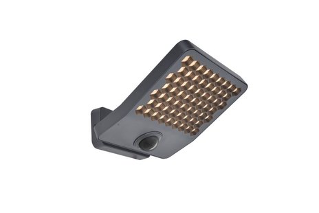 Lutec Atlantis - verstraler met sensor - 22,2 x 20,1 x 12,4 cm - 23,5W LED incl. - 3000K - IP54 - donker grijs
