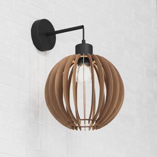 MCJ Wandlamp Clay, Ø 23 cm, berkenmultiplex, arm, E27