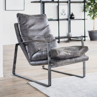 Eleonora Leren Fauteuil 'Lex', kleur antraciet