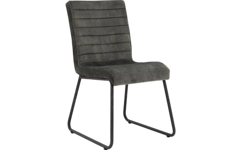 Goossens Eetkamerstoel Dax groen velvet stof leuning, urban industrieel