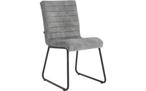 Goossens Eetkamerstoel Dax grijs velvet stof leuning, urban industrieel