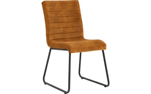 Goossens Eetkamerstoel Dax geel velvet stof leuning, urban industrieel