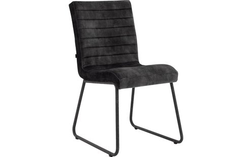 Goossens Eetkamerstoel Dax grijs velvet stof leuning, urban industrieel