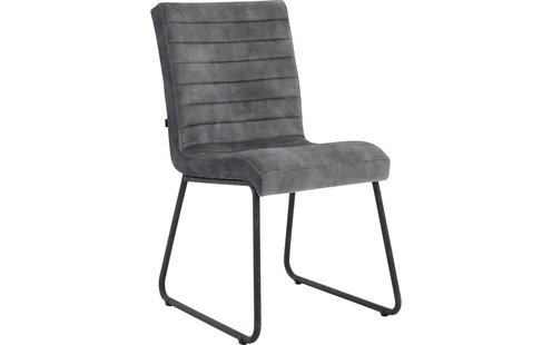 Goossens Eetkamerstoel Dax grijs velvet stof leuning, urban industrieel