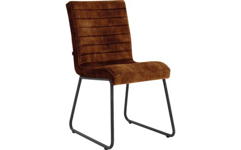 Goossens Eetkamerstoel Dax bruin velvet stof leuning, urban industrieel