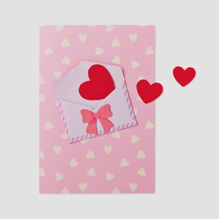 Roze wenskaart met mini-envelop