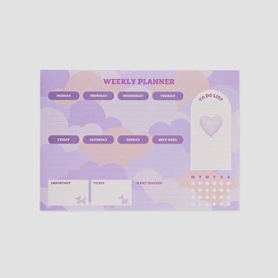 Paarse weekplanner met doelen