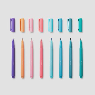 Tekenpennen in blikken doosje - 8 stuks