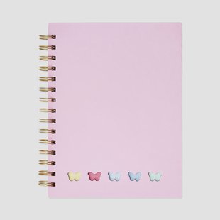 Roze vlinder notitieboekje met pen en sticky memo's