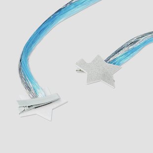 Blauw en zilverfolie met ster haarclips - 2 stuks